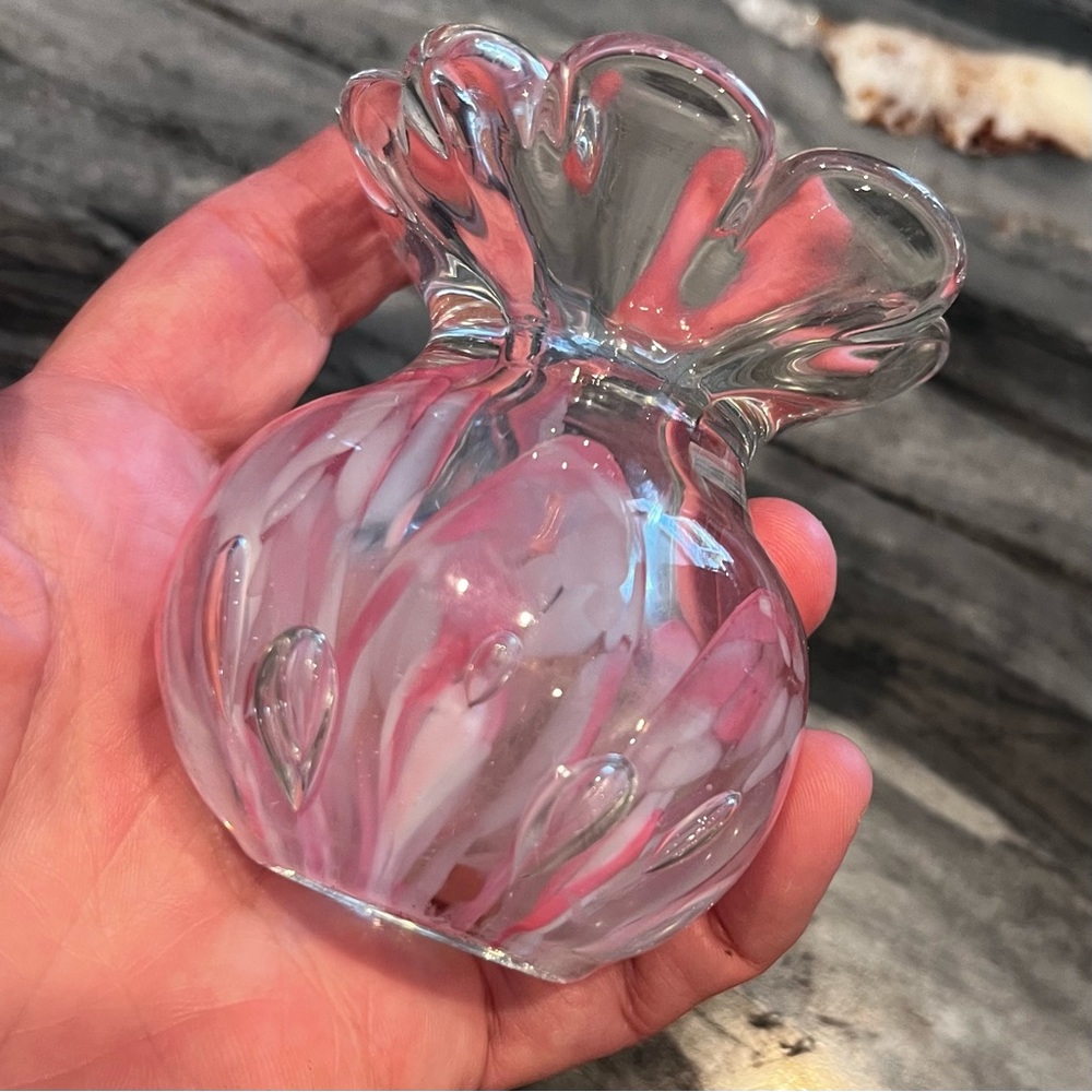 Bart Zimmerman Pink Controlled Bubble Ruffled Paperweight Bud Vase - Picture 7 of 10
